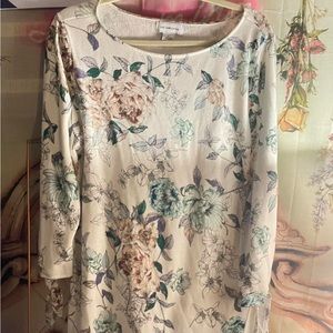 Liz Claiborne white floral long sleeve